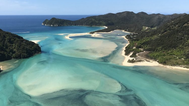 Awaroa Bay, New Zealand shown from above