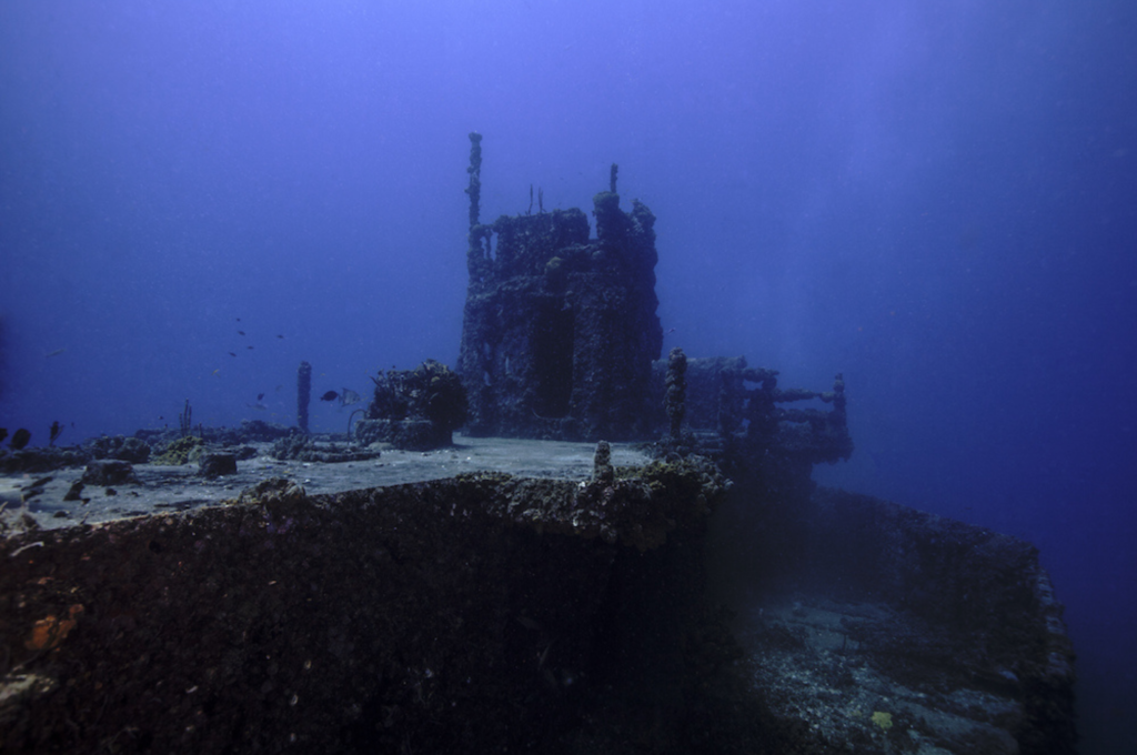 Underwater image of the USCGC Duane shipwreck in the Florida Keys.