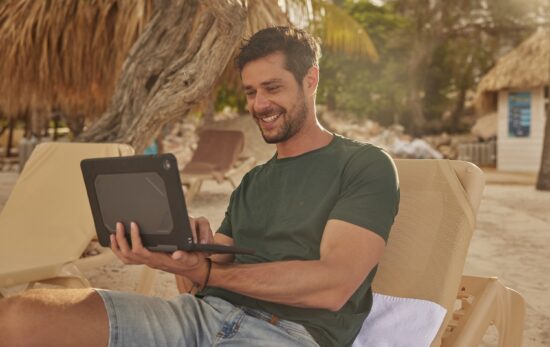 student studying with a tablet