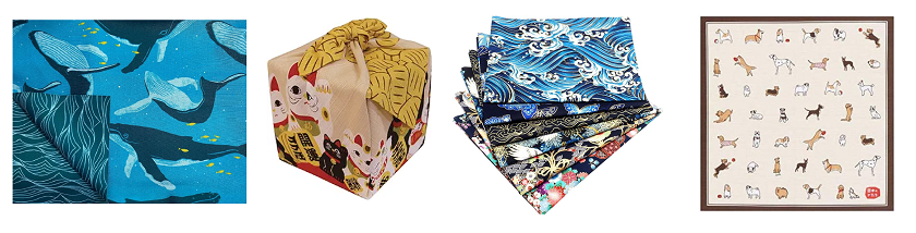 different furoshiki, japanese gift wrapping fabric, a reusable alternative to wrapping paper