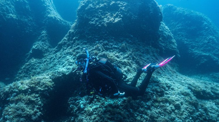 A woman explores the underwater world on scuba in Spain