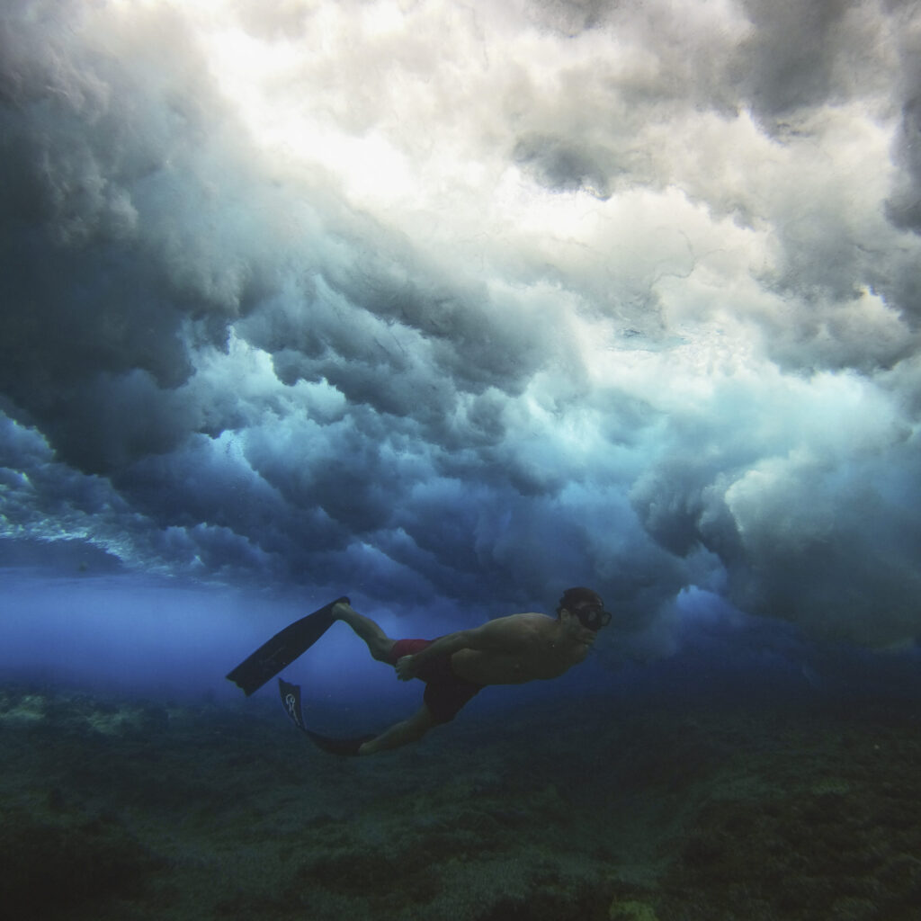 A freediver shot with GoPro under the waves