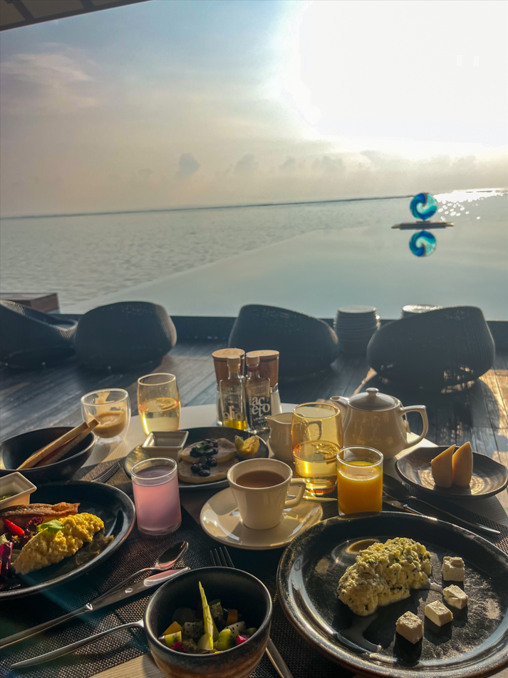 healthy breakfast with ocean view at Pullman resort 