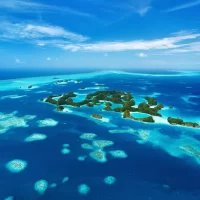 Image of small islands in Asia Pacific from the sky