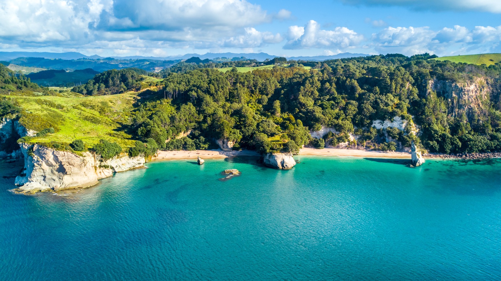 aerial view of the coromandel in new zealand