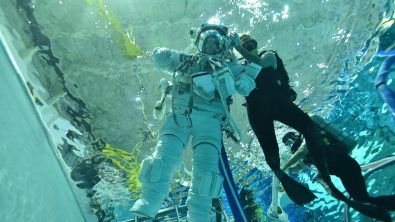 Arielle Valdez in the NASA buoyancy lab
