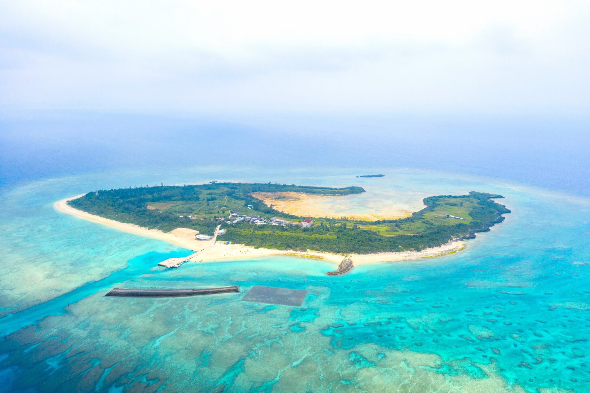 Minnajima island in okinawa shoot by drone