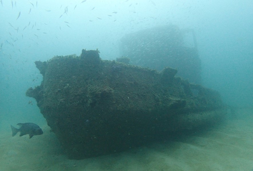 Ship wrecked in Shirahama, Wakayama Prefecture, Japan.