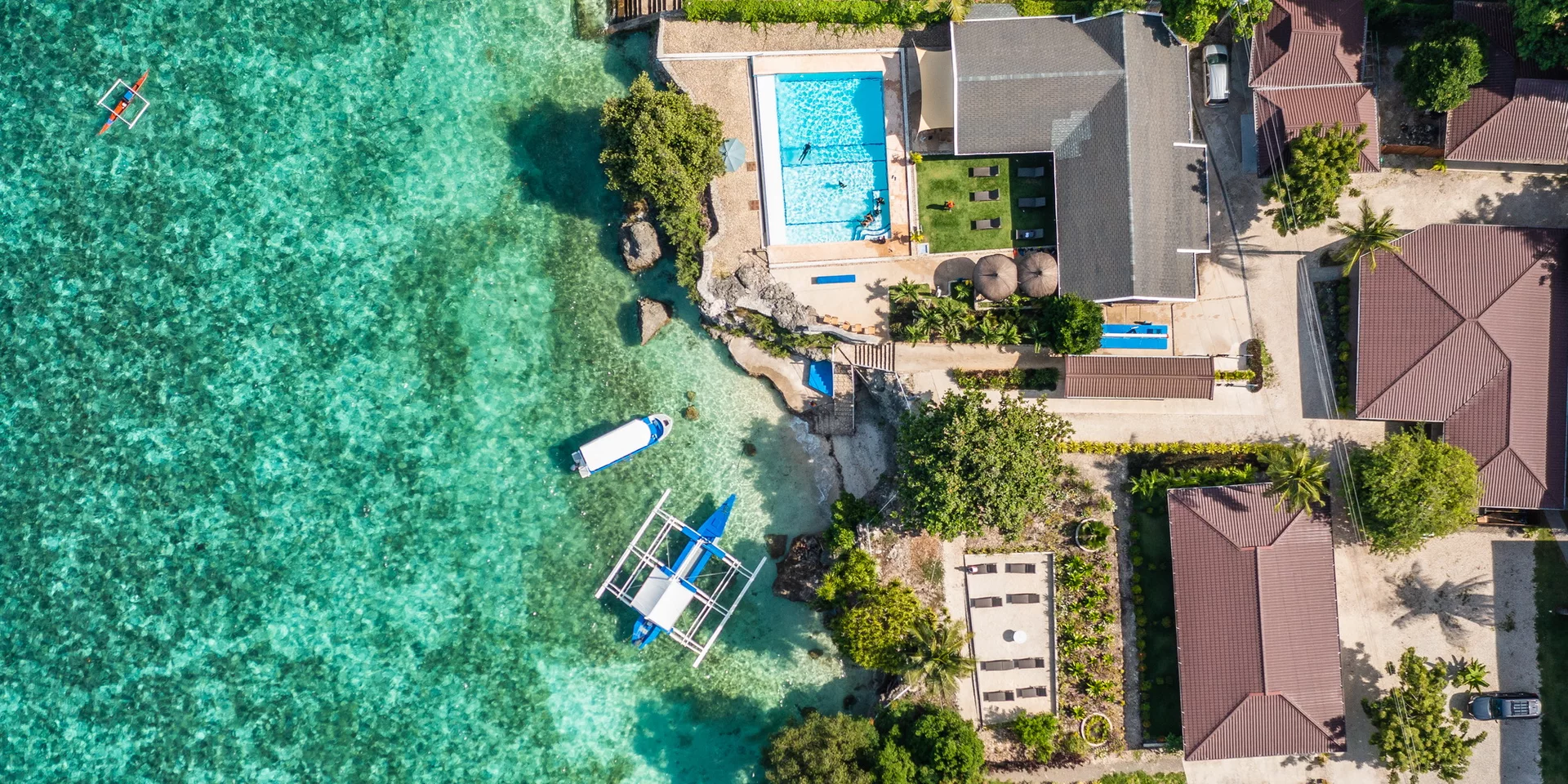 An aerial shot of cebu seaview dive resort