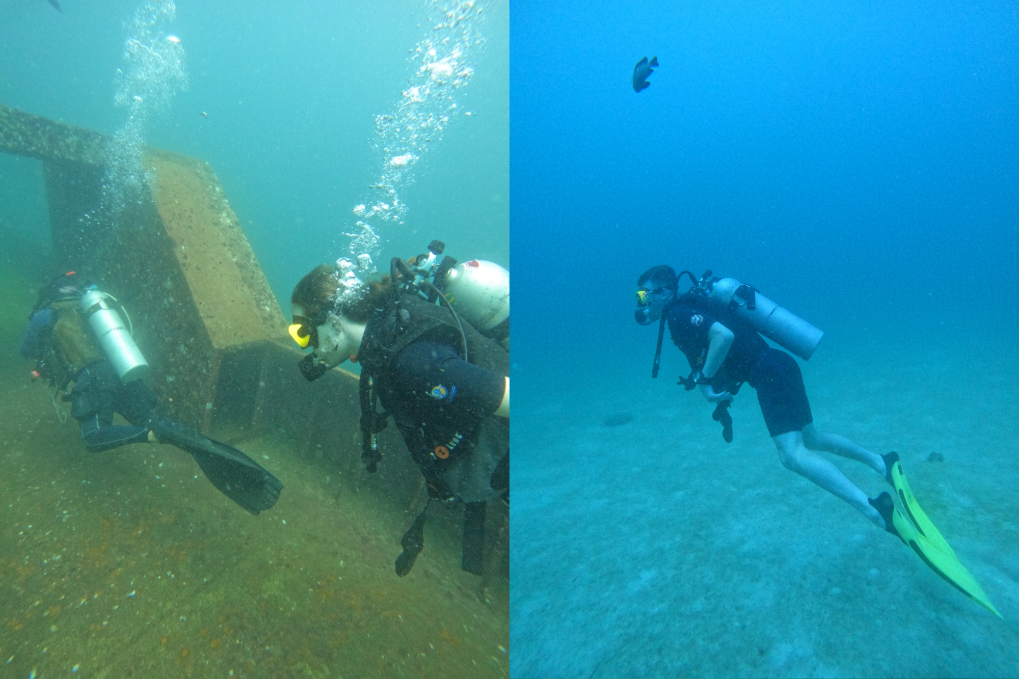 Rebecca and her partner, Bradley, scuba diving in Thailand