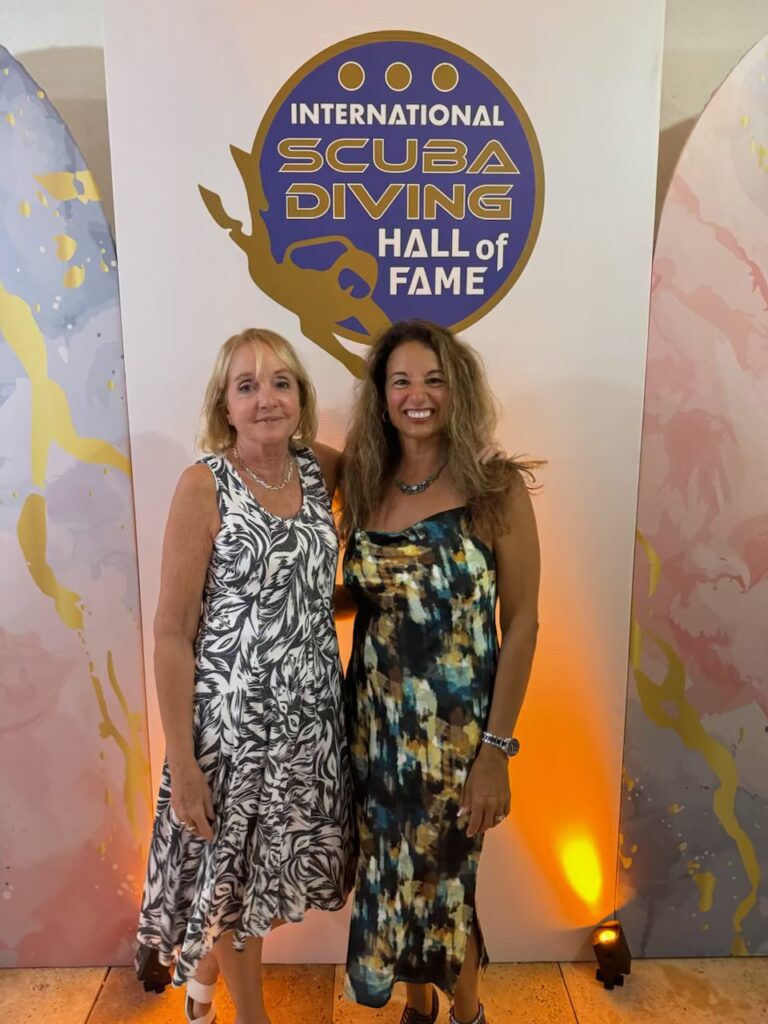 Margo Peyton and Carolyn Pascal at the International Scuba Diving Hall of Fame Induction Ceremony