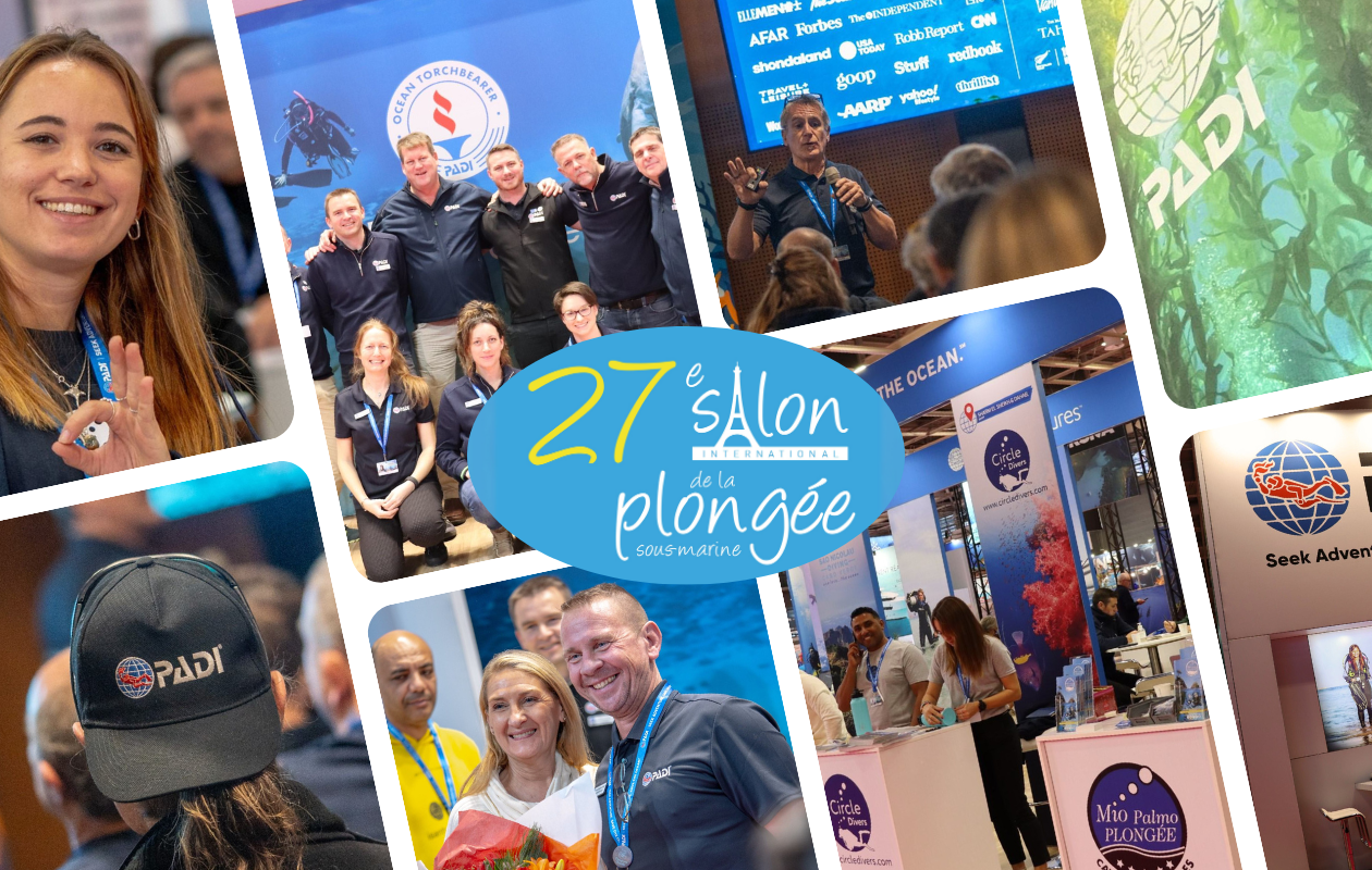 Collage van de duikshow van Salon de Plongee