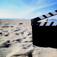 Blank Film Slate on Sand