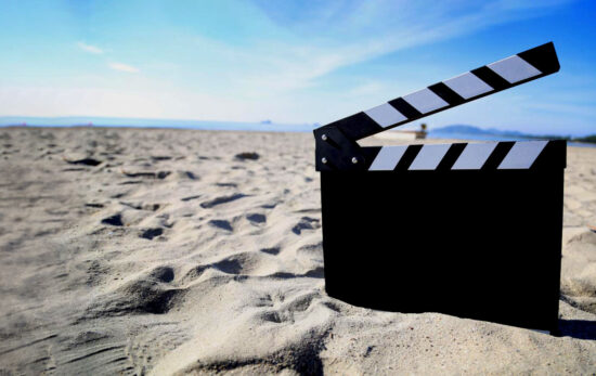 Blank Film Slate on Sand