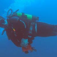 PADI AmbassaDiver Joe Bilbow pictured underwater