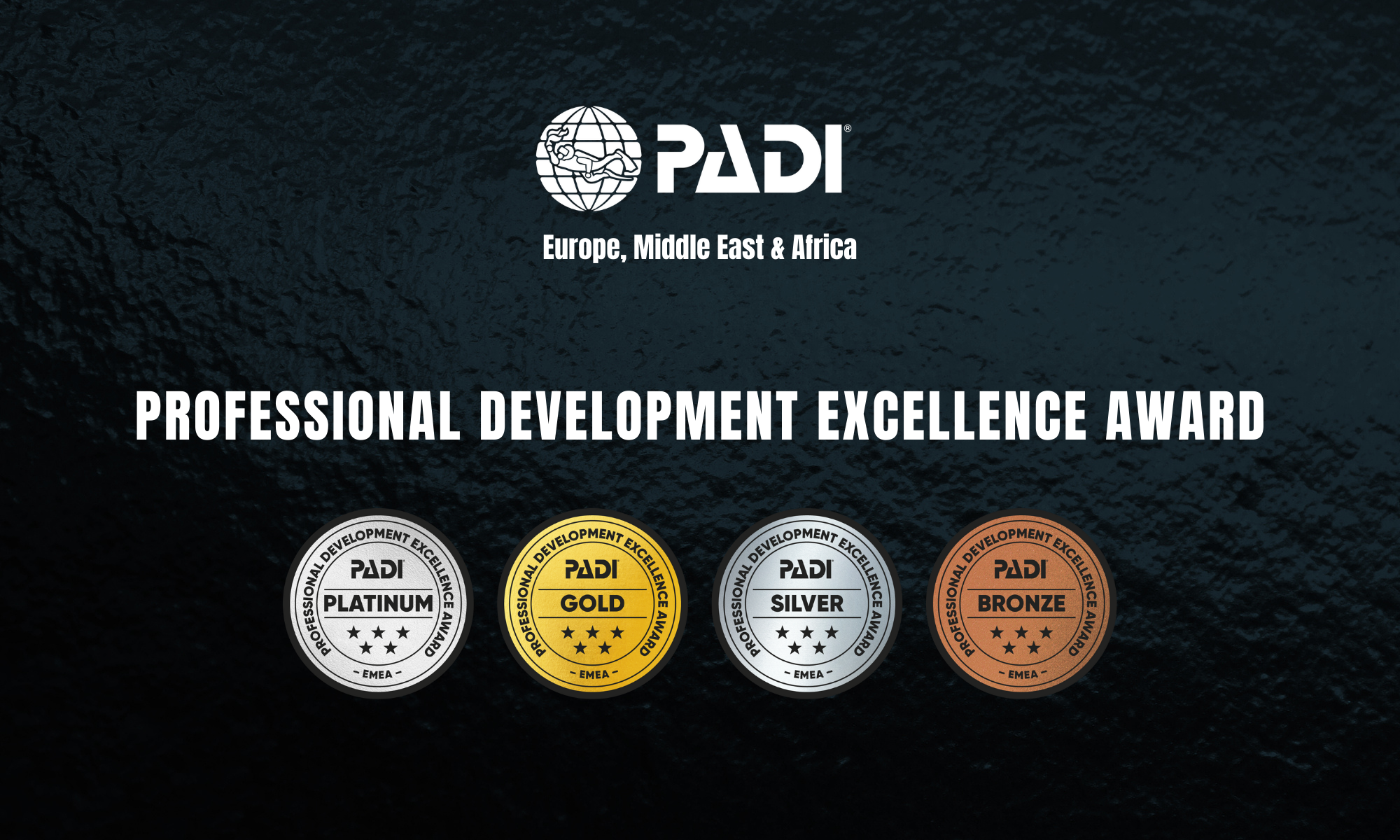 Banner für die PADI Five Star IDC Excellence Awards für EMEA