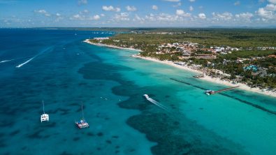 An aerial view of the Bayahibe coastline, Dominican Republic