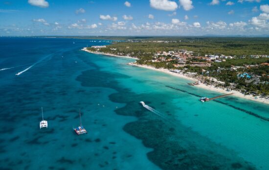 An aerial view of the Bayahibe coastline, Dominican Republic