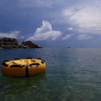 Freediving buoy floating in the ocean