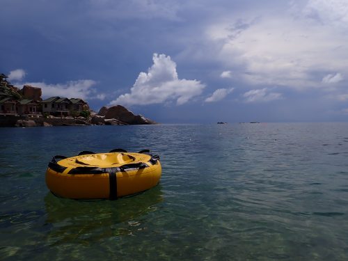 Freediving buoy floating in the ocean