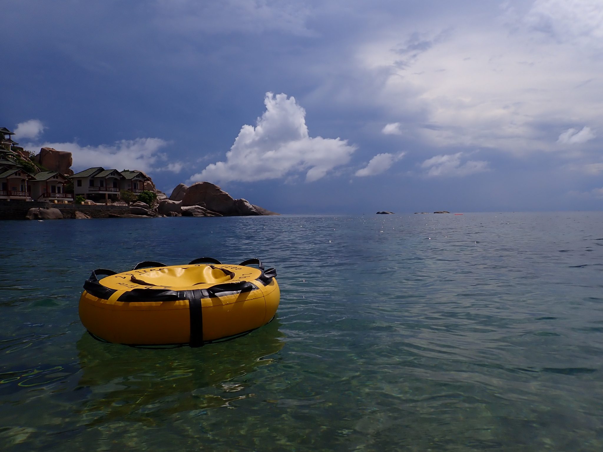 Freediving buoy floating in the ocean