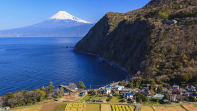 Suruga Bay and Mt. Fuji seen from Nishiizu Ita, Shizuoka, Japan