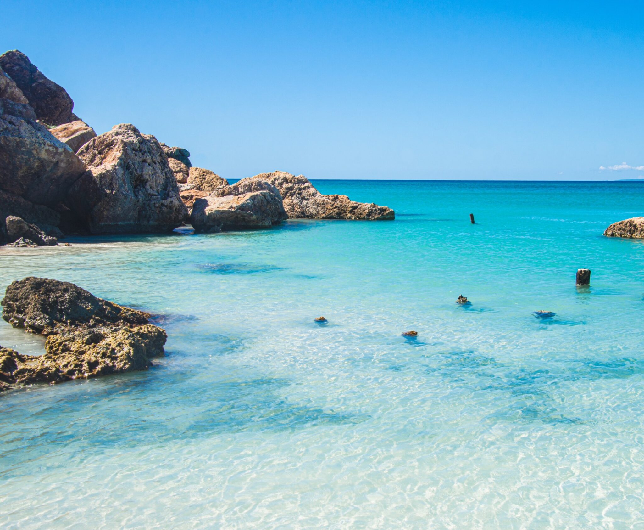A beautiful turquoise cove on the Isla de Cajo de Muertos near Ponce, Puerto Rico