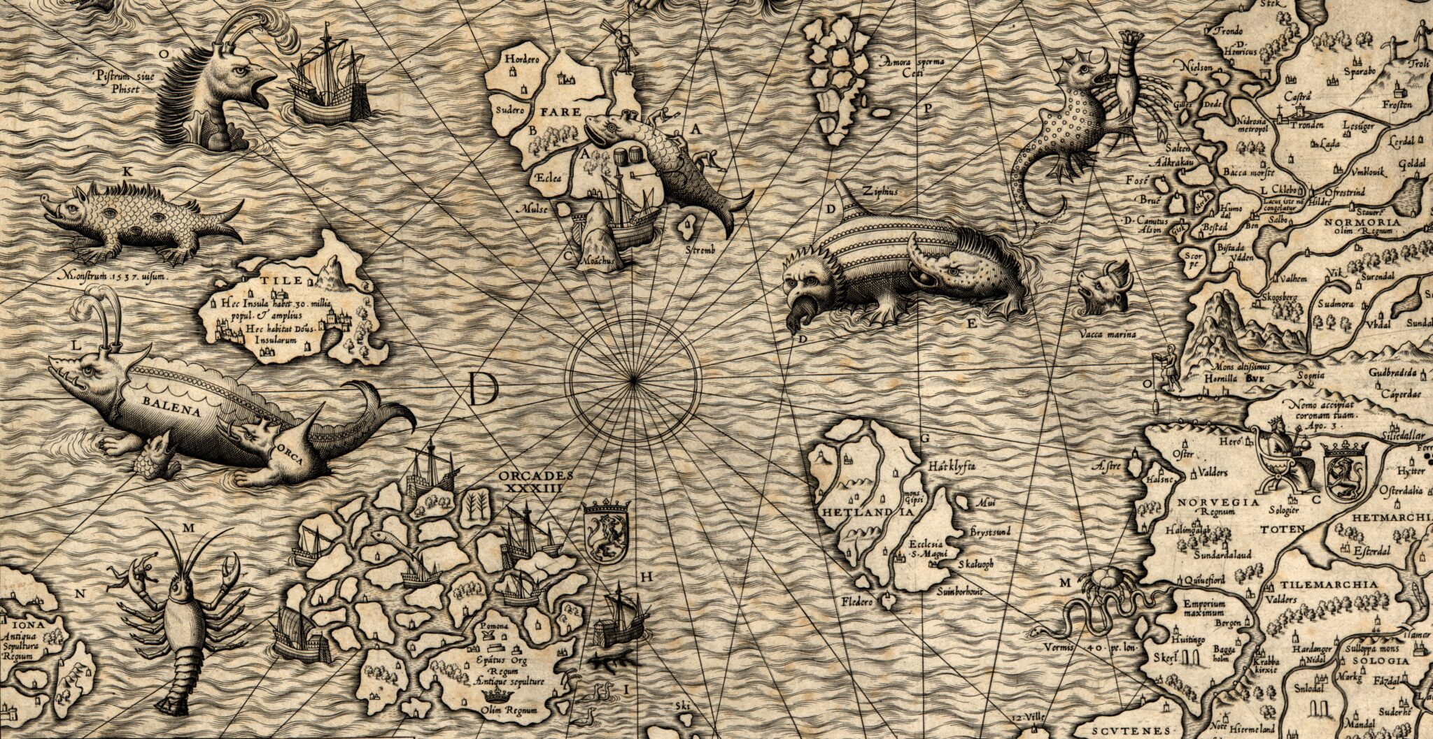 Antique map of Northen Sea (1572, fragment_3)