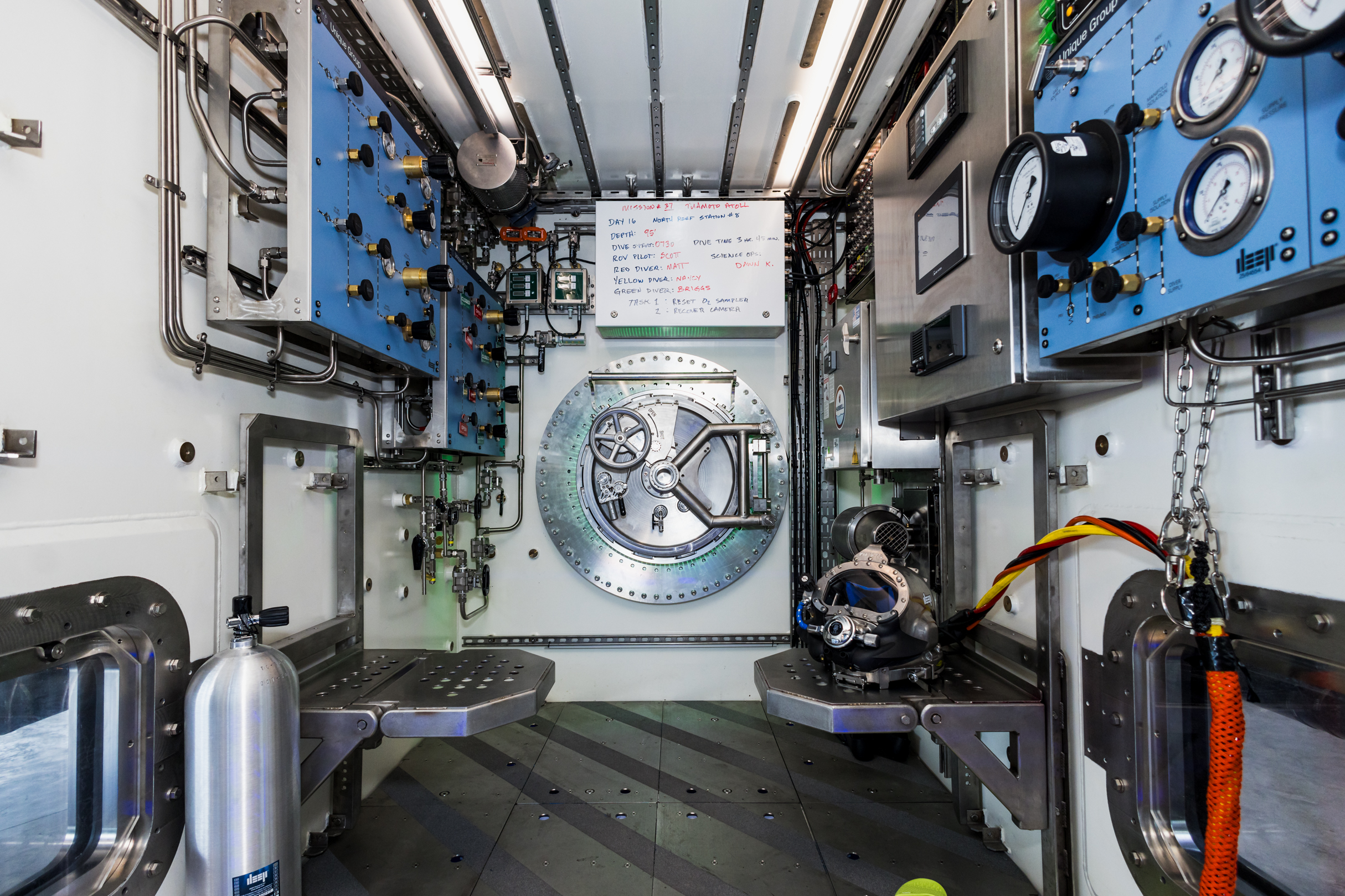 The dive center inside Deep's Vanguard subsea human habitat