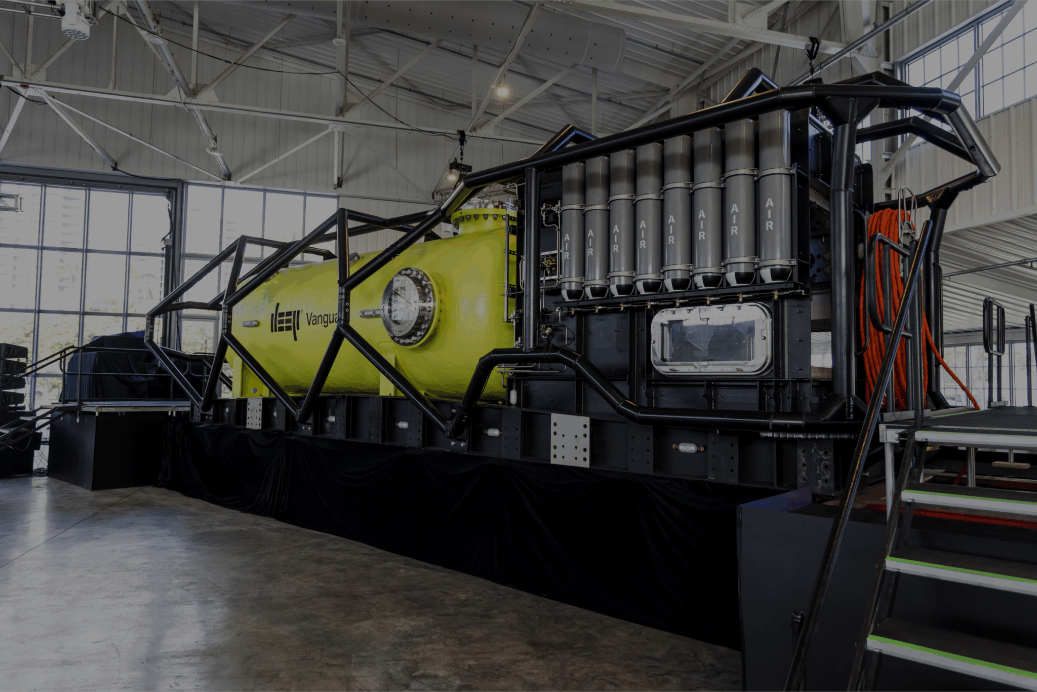 Photo showing the exterior of Deep's Vanguard subsea human habitat