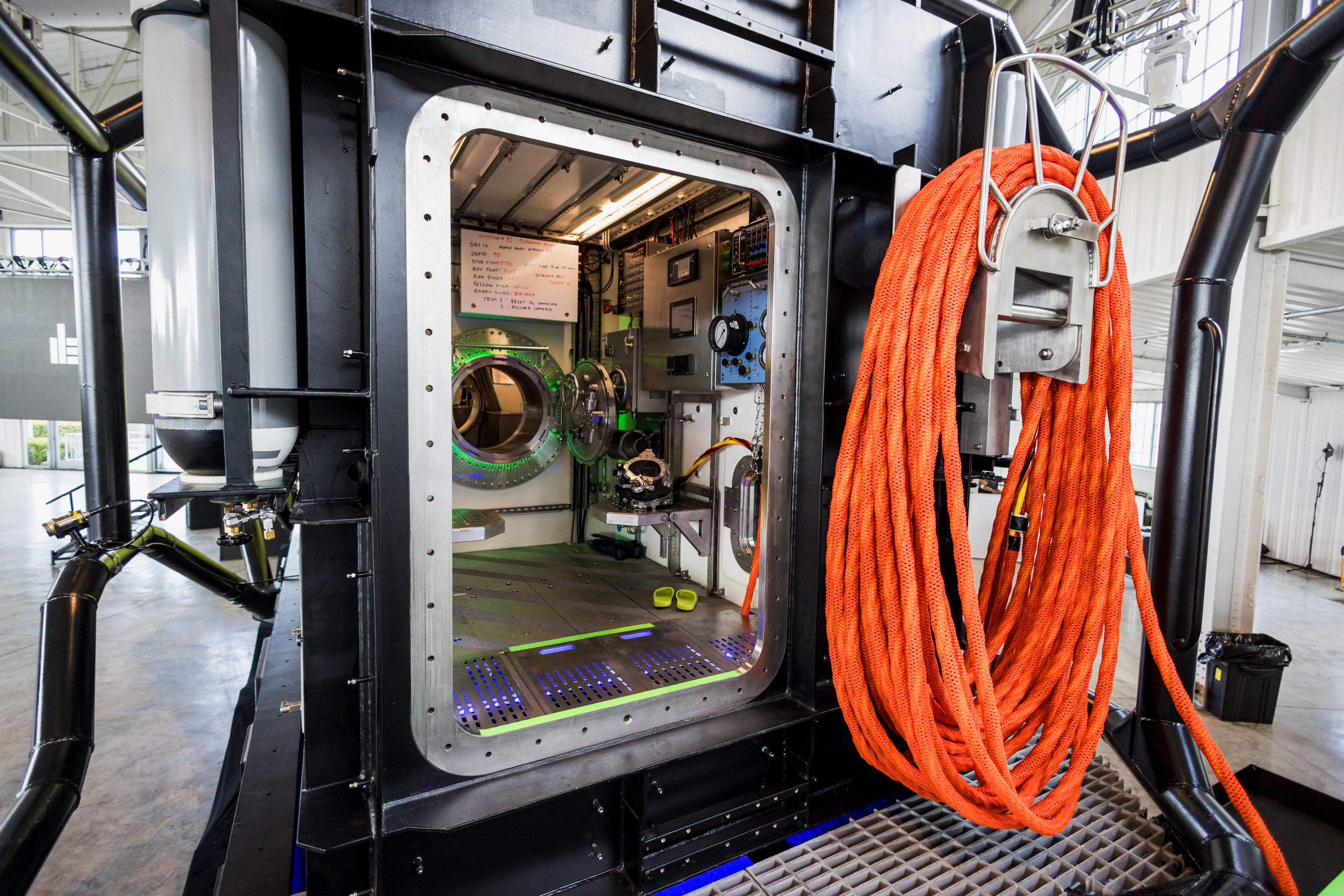 The dive center inside Deep's Vanguard subsea human habitat