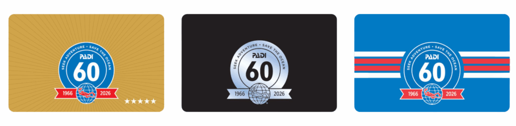 PADI 60th anniversary certification cards