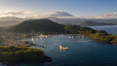 drone view of padangbai bali