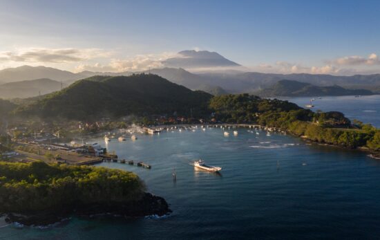 drone view of padangbai bali