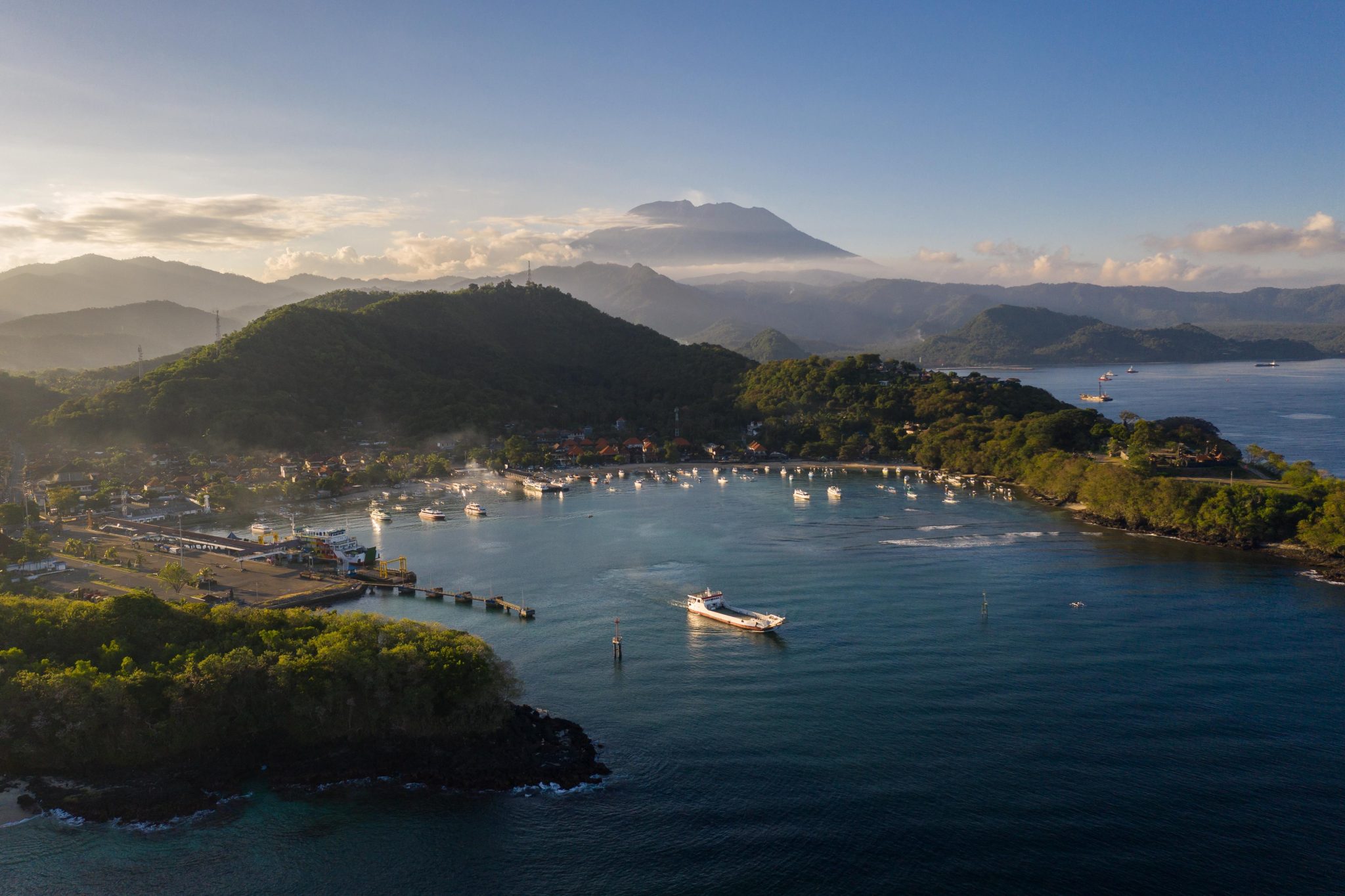 drone view of padangbai bali