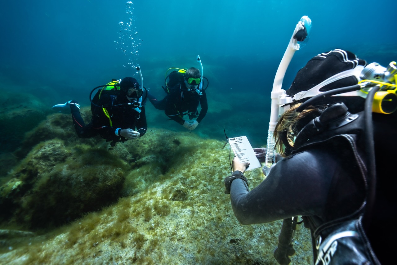 An IDC candidate practices teaching a Rescue Diver course in Malta
