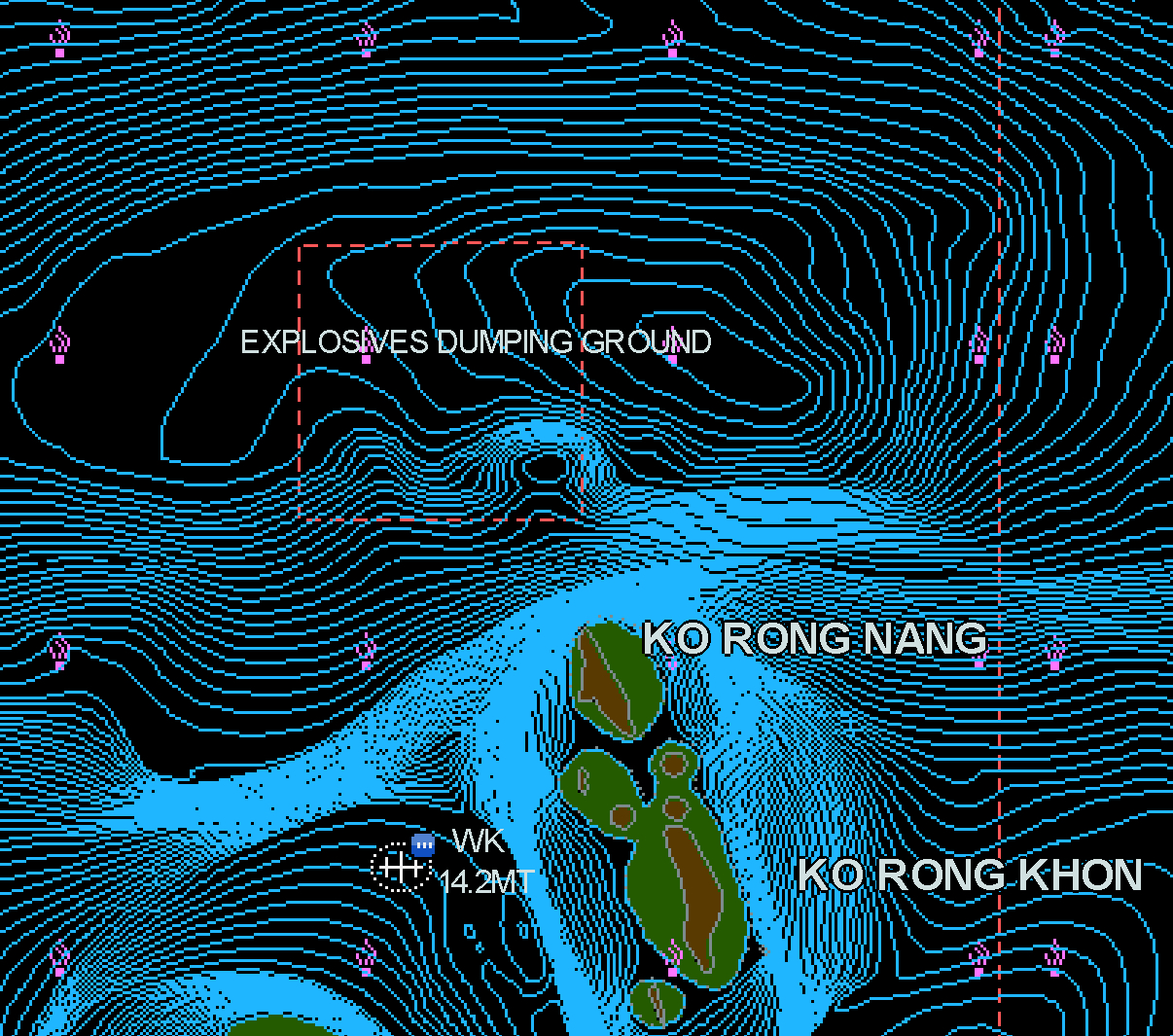 Map of Samaesan Hole dive site in Thailand