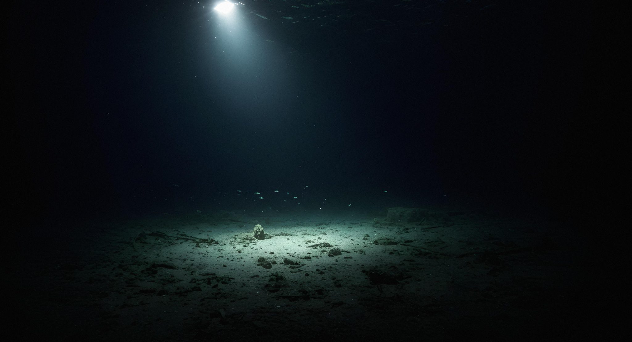 light shining down into dark water