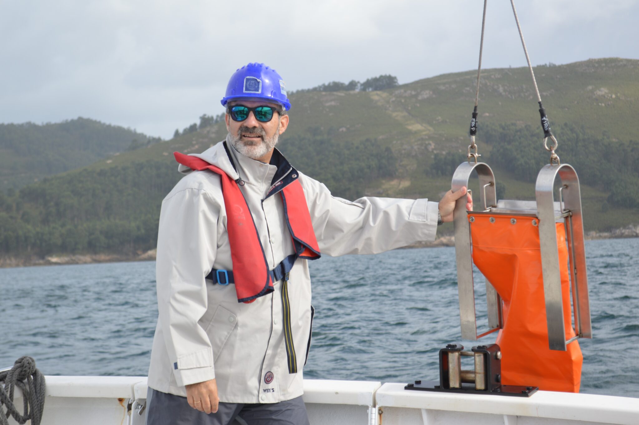 Fernando Pardos on a boat doing research